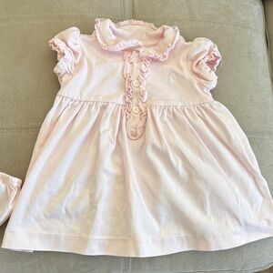 Ralph Lauren Light Pink Ruffle Collar Cotton Dress and Bloomers